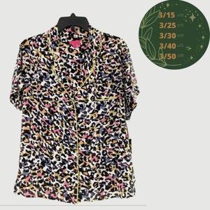 Betsey Johnson Pajama Top -M wht/animal